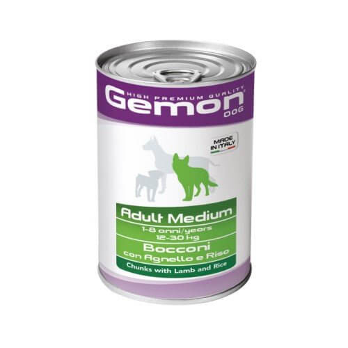 Gemon Medium Adult Dog Komadići sa Jagnjetinom i Pirinčem 1250g - petcorner