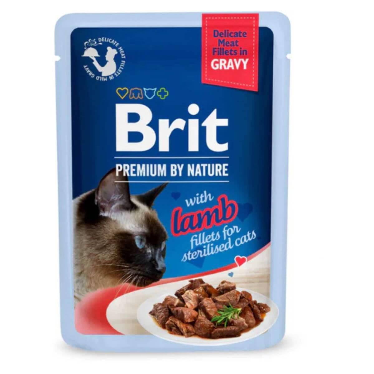 Brit Sterilised hrana za mačke s jagnjetinom u sosu 85g – ukusni fileti u obroku za sterilisane mačke