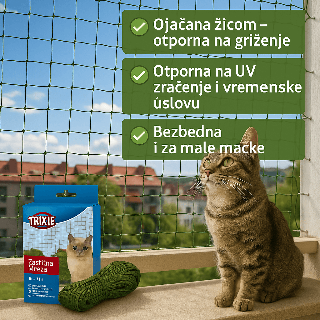 rixie mreža za prozore i balkone 4x3m – zaštita za mačke na otvorenom