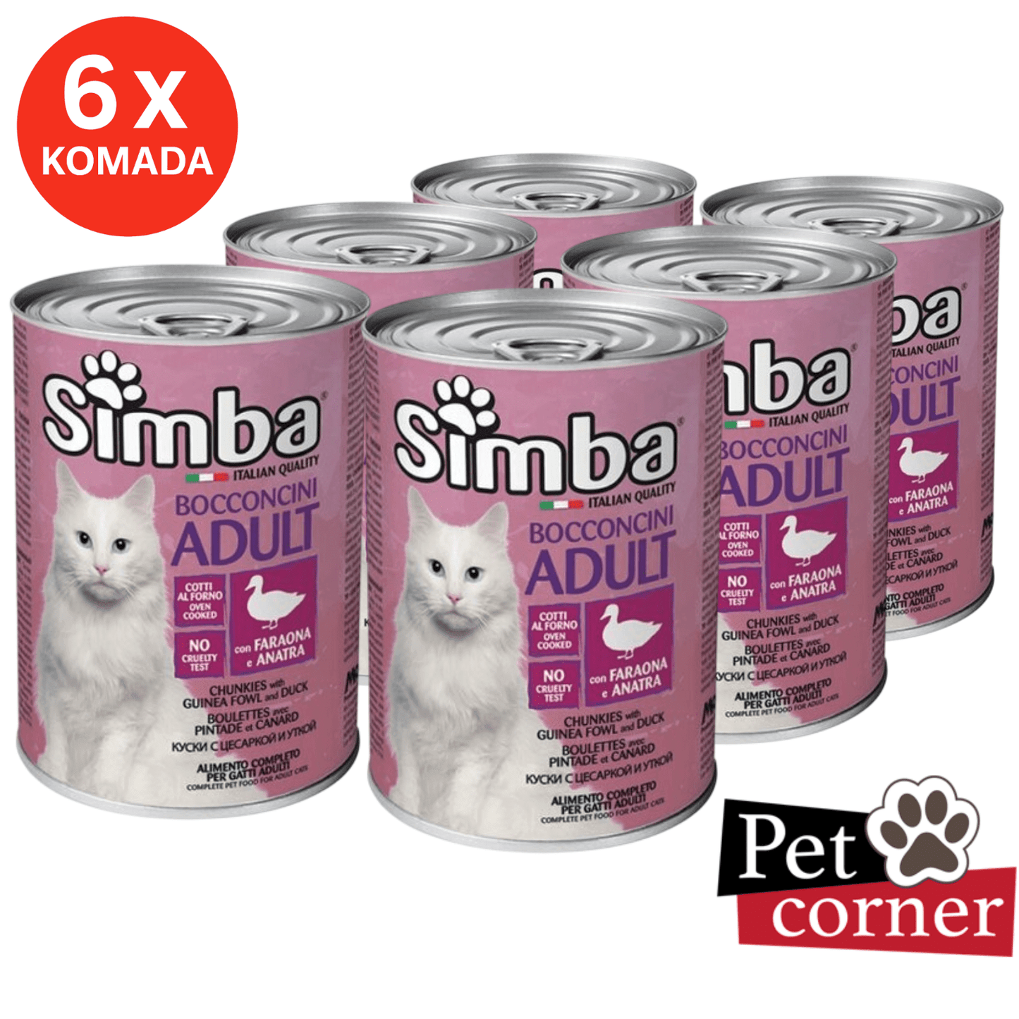 Simba Vlažna hrana za mačke, Pačetina i fazan, 6x415g - petcorner