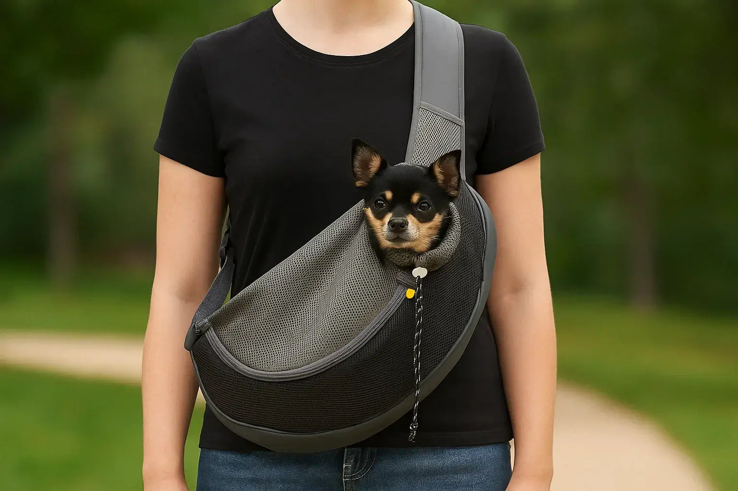 Ebi Sarah Crazy Paws crna torba za nošenje malih pasa i mačaka sa prozračnim panelima