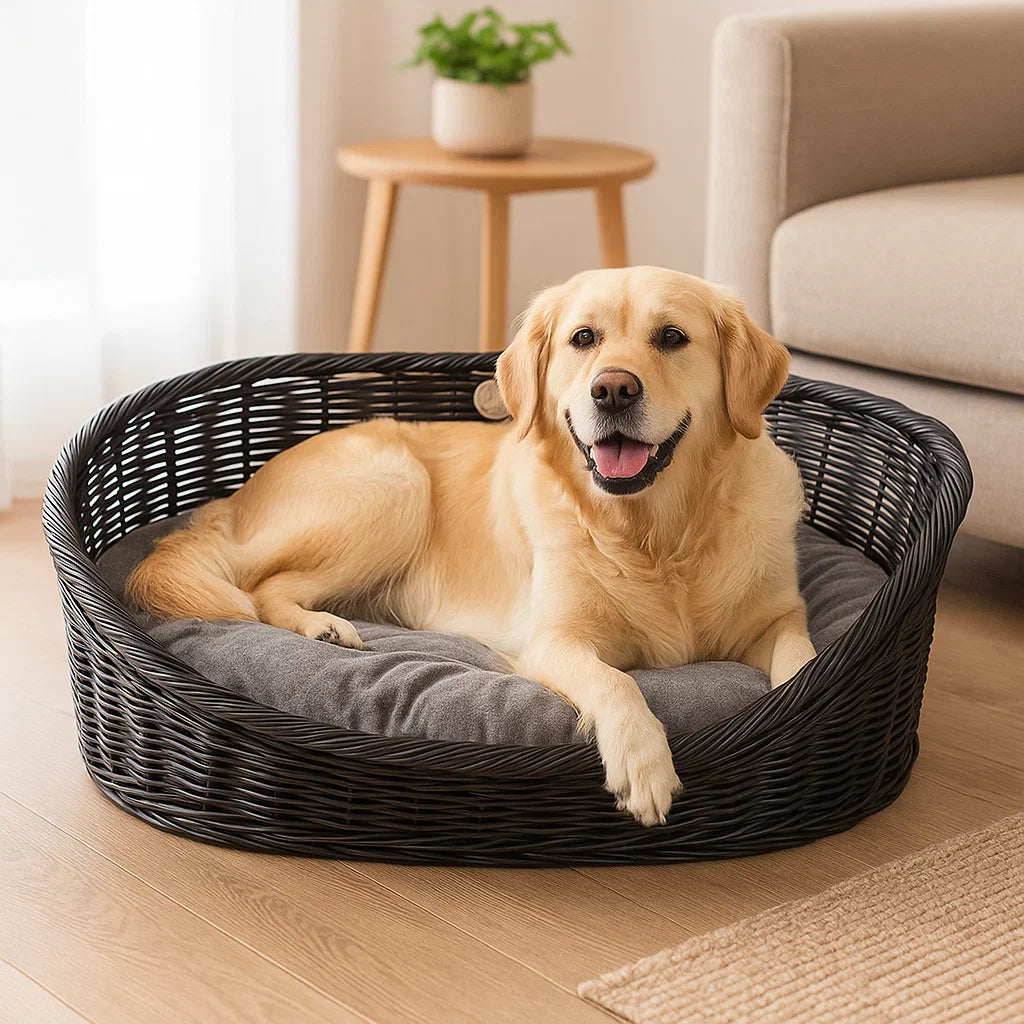 Rustična korpa za pse i mačke sa jastukom