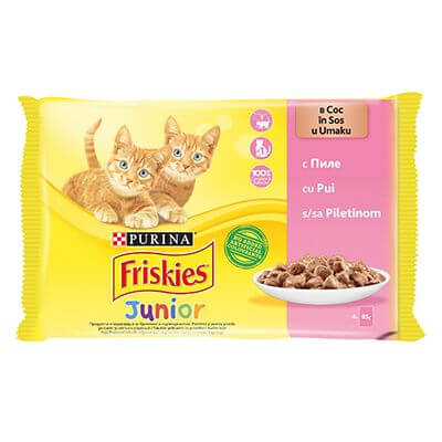 Friskies Cat Junior Piletina 4x85g – vlažna hrana za mačiće u sosu