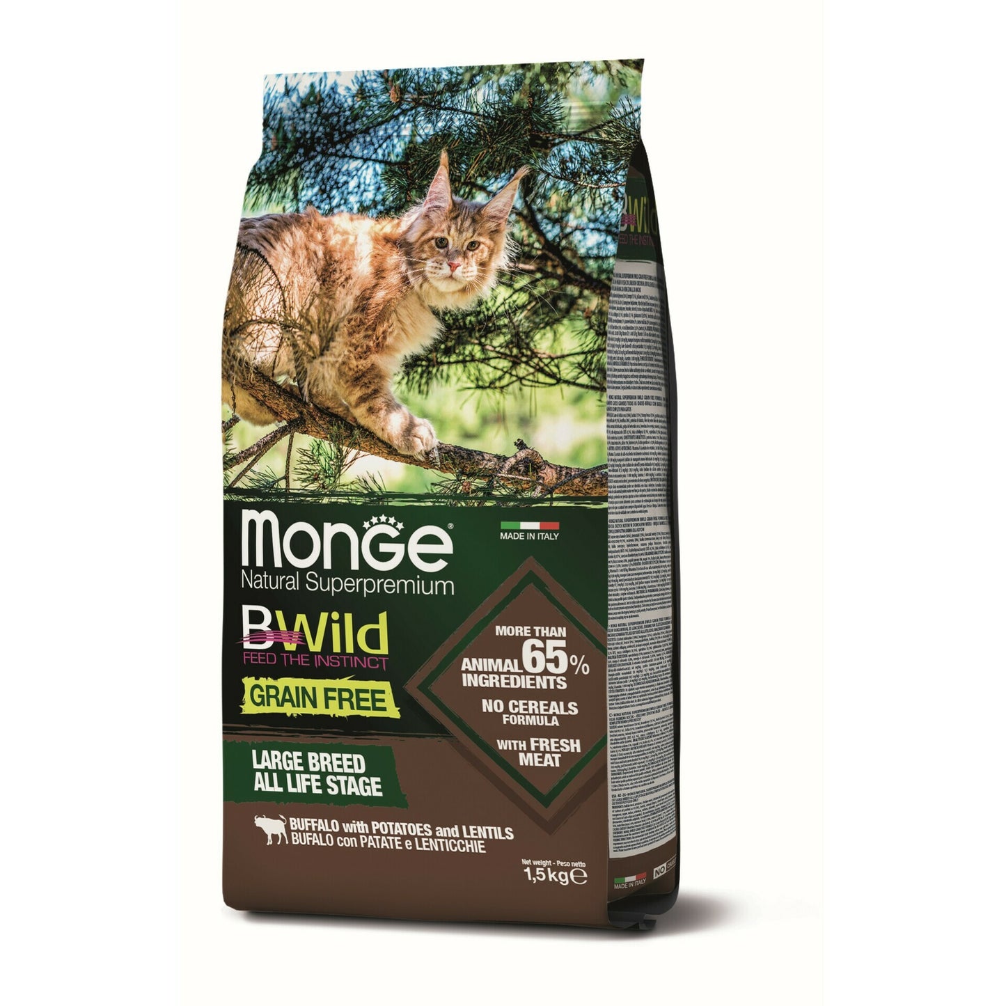 Monge BWild Grain Free Cat All Life Stage, Hrana za mačke, Bizon 1.5 kg - petcorner