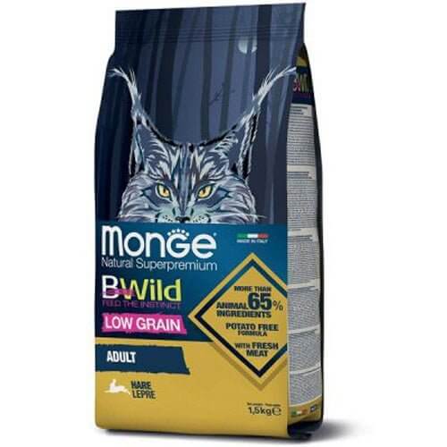 MONGE BWILD Hrana za Mačke, ZEČETINA 1.5KG - petcorner