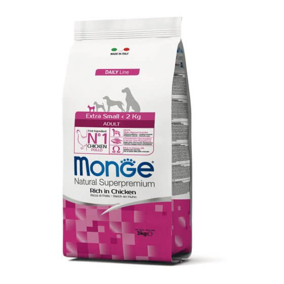 Monge Extra Small Adult 3kg - Kompletna hrana za odrasle pse mini rasa - petcorner
