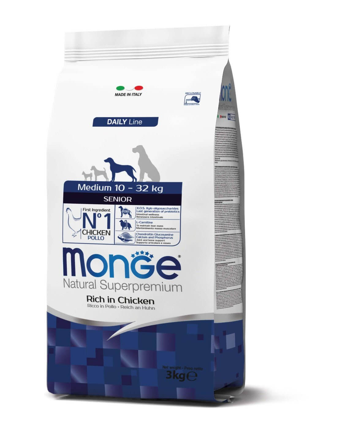 Monge Medium Senior 3kg - Hrana za seniore srednjih rasa sa piletinom - petcorner