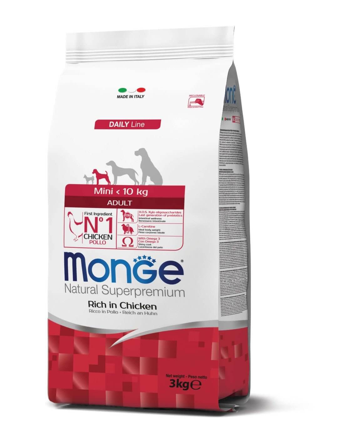 Monge Mini Adult 3kg - Hrana za odrasle pse malih rasa sa piletinom - petcorner