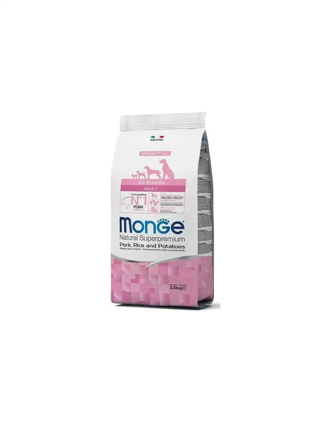 Monge Natural Superpremium Adult 2.5kg – Hrana za odrasle pse svih rasa sa svinjetinom - petcorner