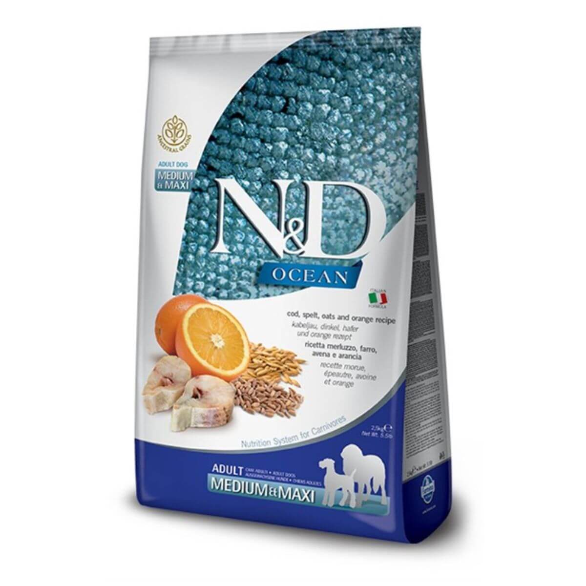N&D Ocean Codfish Spelt Oats Adult suva hrana Medium Maxi