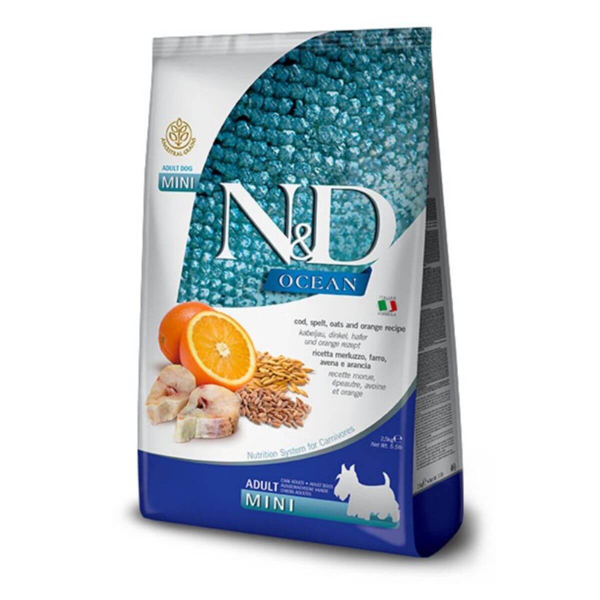 N&D Ocean Codfish Spelt Oats Adult suva hrana Mini