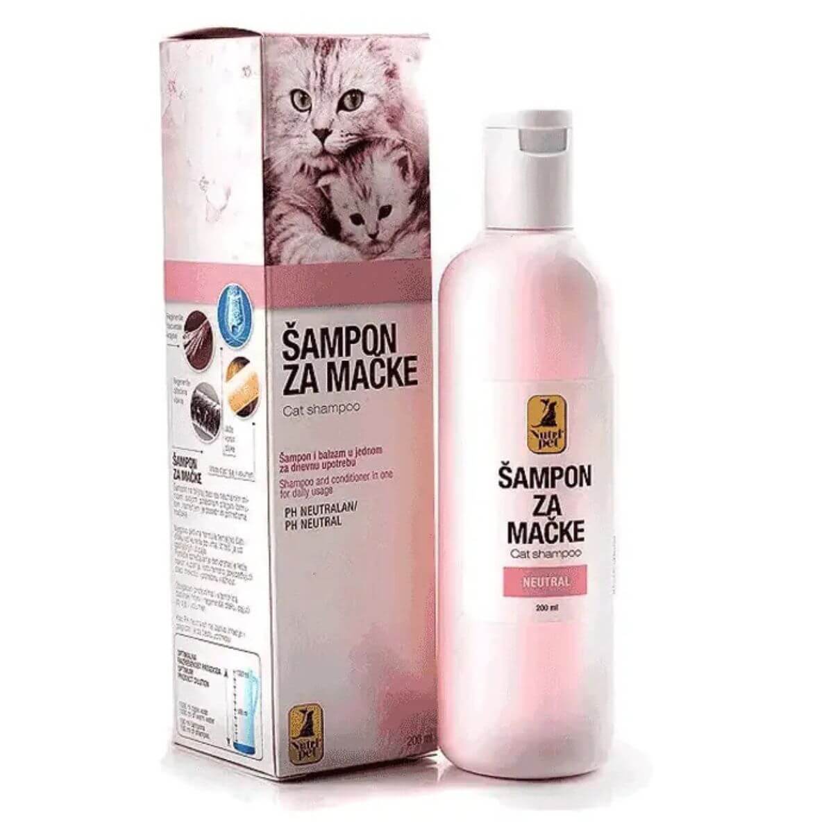 NutriPet šampon za mačke 200ml – pH neutralna 2u1 formula