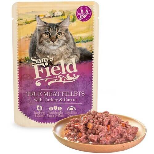 Sam's Field Adult hrana za odrasle macke Ćureći File i Šargarepa 85g - petcorner