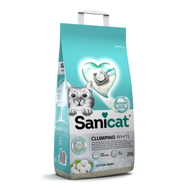 Sanicat White Cotton grudvajući posip za mačke 20L