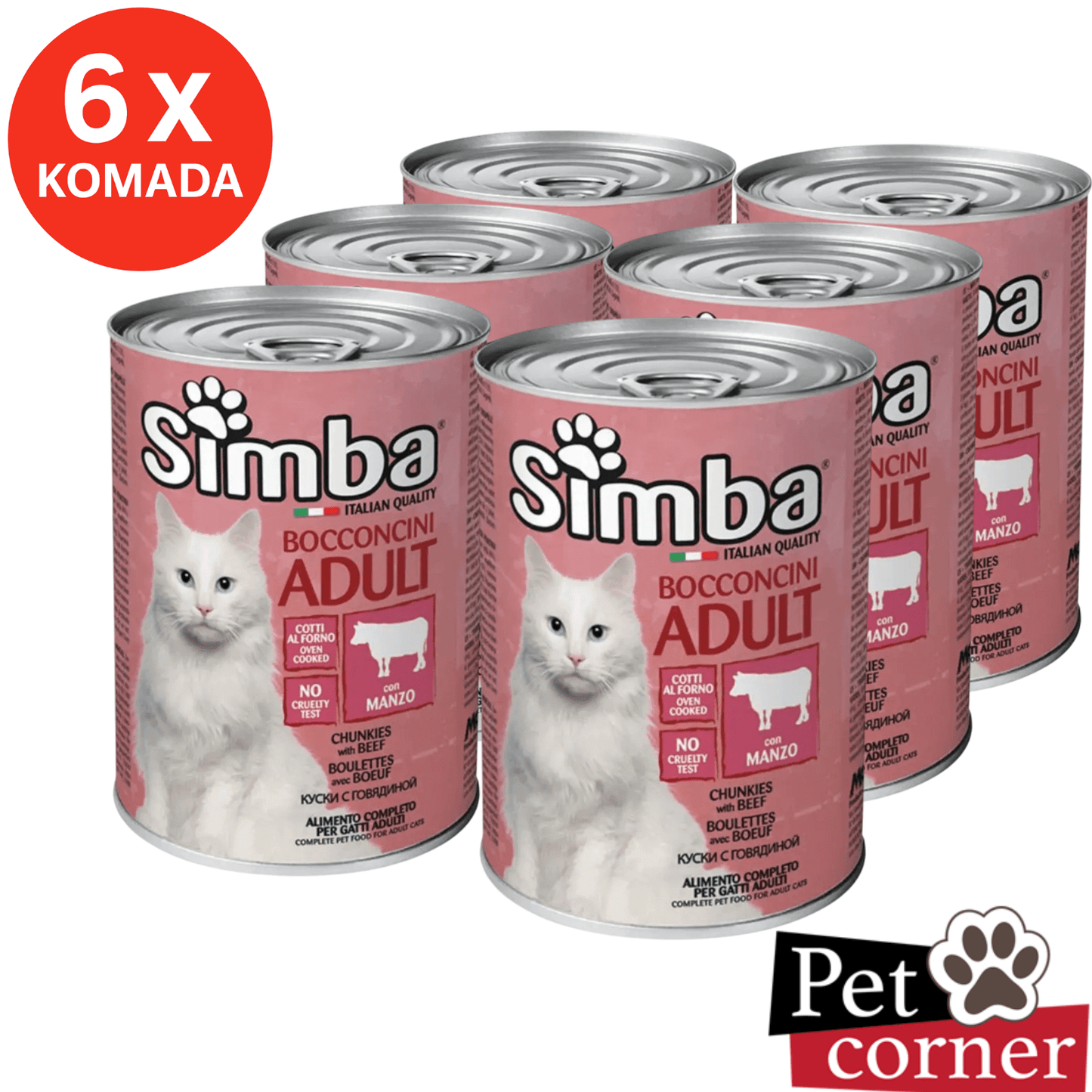 SIMBA Konzerva za mačke Govedina 6x415g – Vlažna hrana za mačke - petcorner
