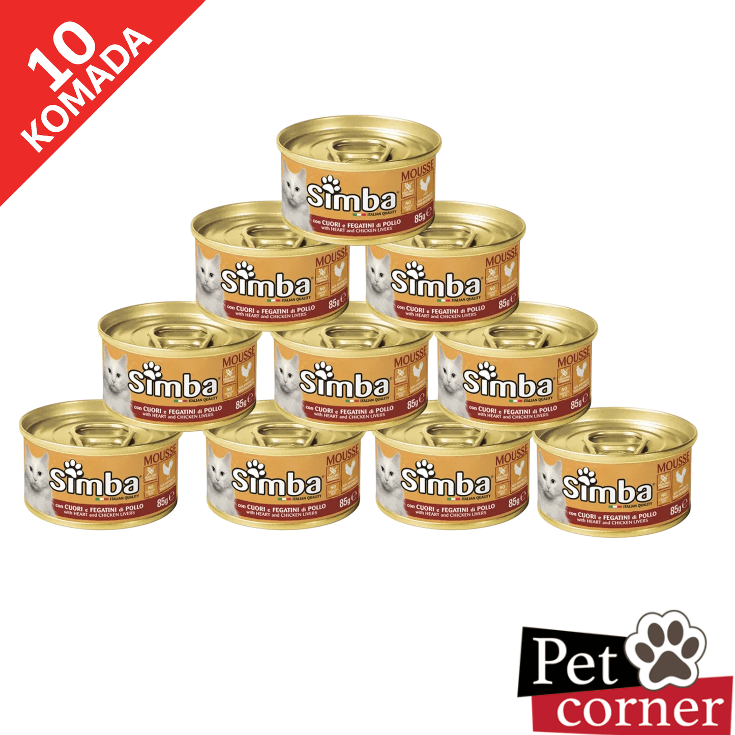 Simba Obrok za mačke Pileća srca i jetra 85g – Pakovanje 10 - petcorner