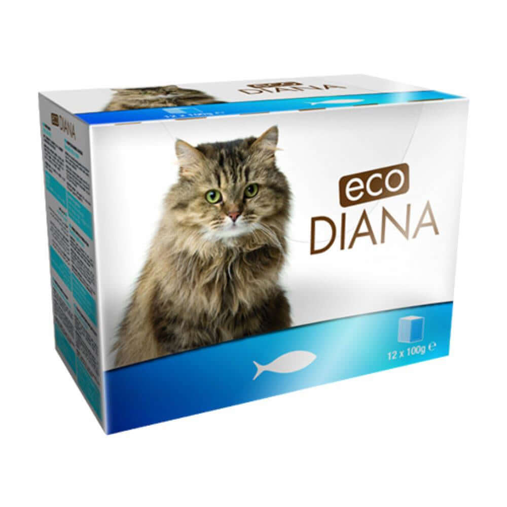 eco diana vlazna hrana za macke, multipack 12x100 gr, riba