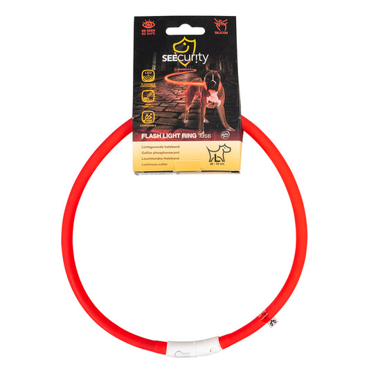 Duvo+ LED svetleća USB najlonska ogrlica crvena 70cm