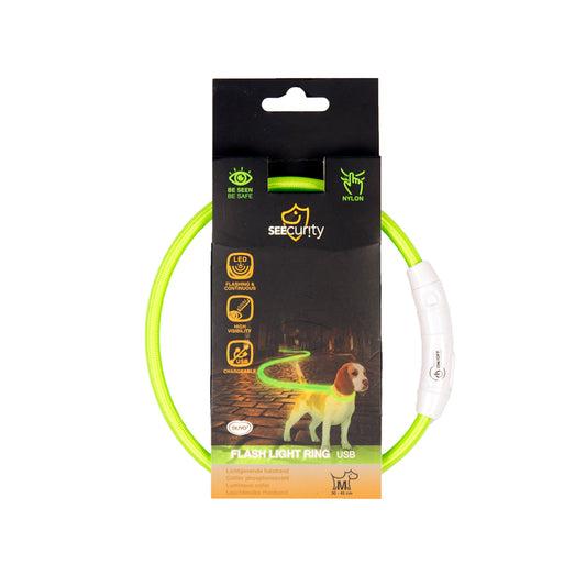 Duvo+ LED svetleća USB najlonska ogrlica zelena 45cm