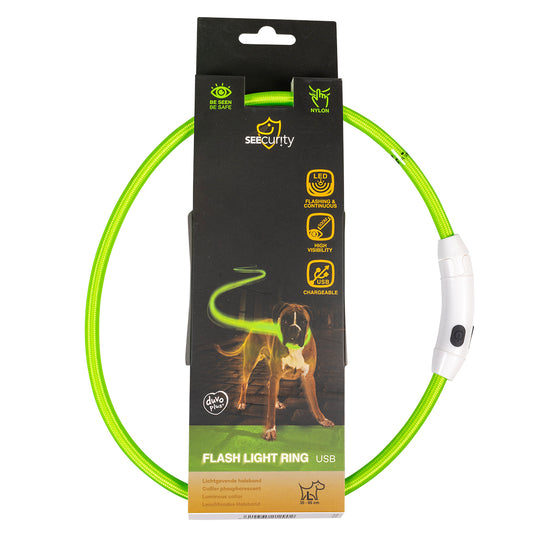 Duvo+ LED svetleća USB najlonska ogrlica zelena 65cm