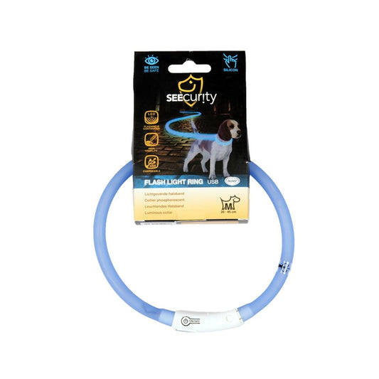 Duvo+ LED svetleća USB silikonska ogrlica plava 45cm