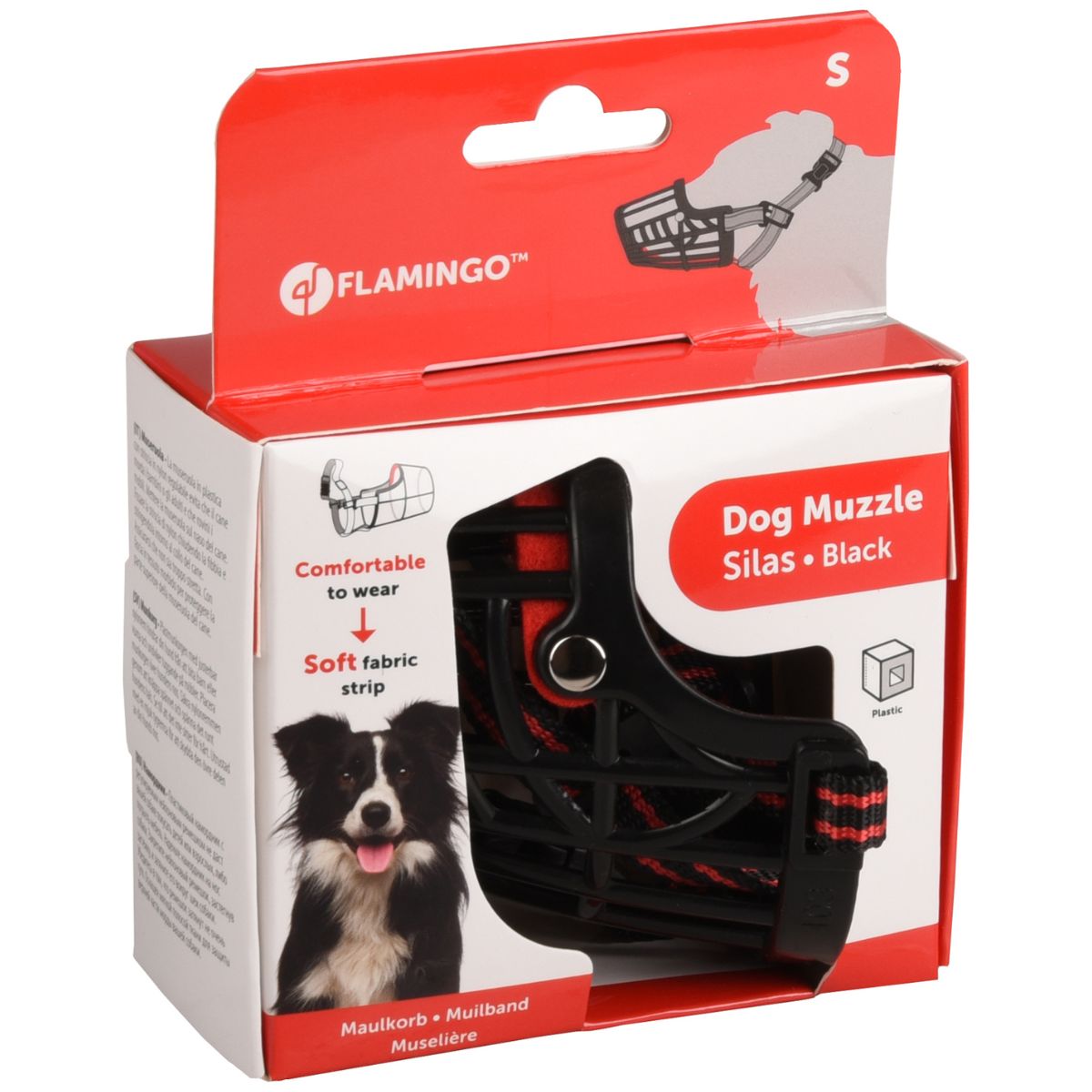 Flamingo SILAS BLACK brnjica za psa S 29–40cm