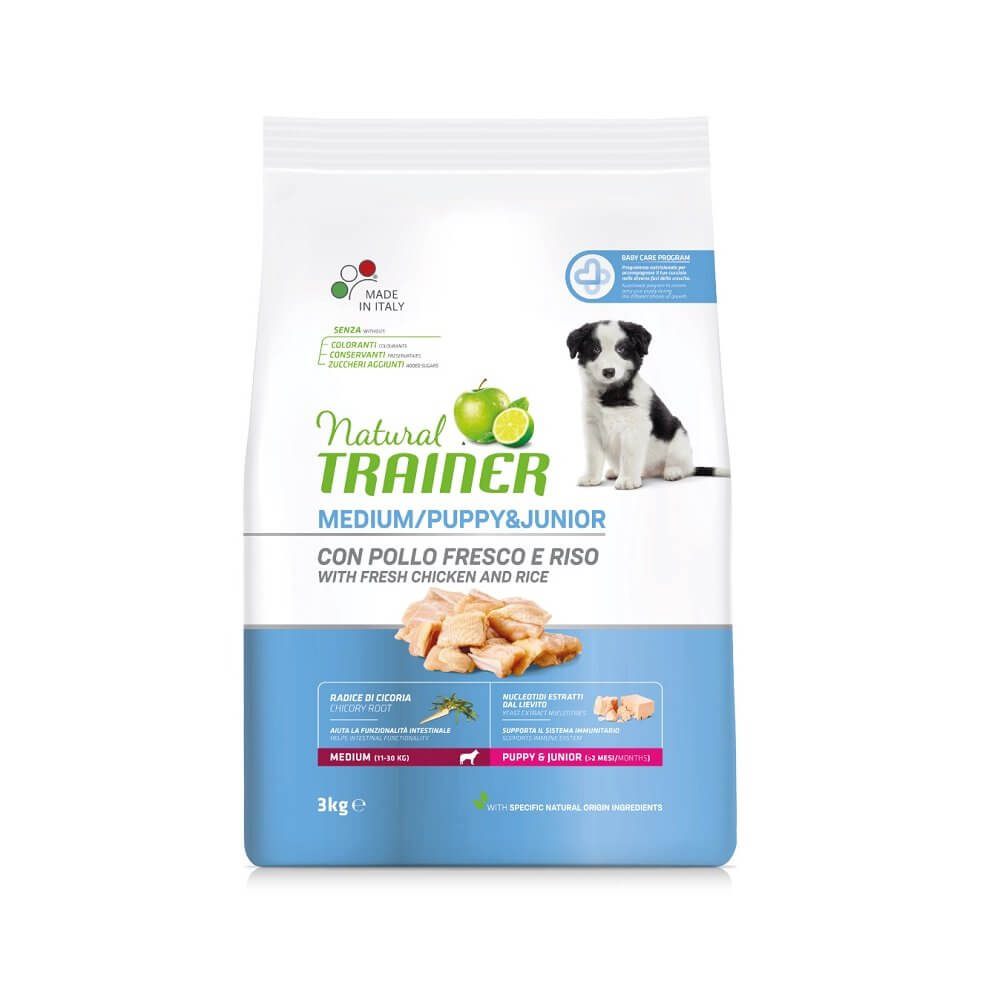 Trainer Natural Dog Hrana Za Pse, Piletina, Za Štence I Mlade Pse srednjih Rasa, 3kg - petcorner