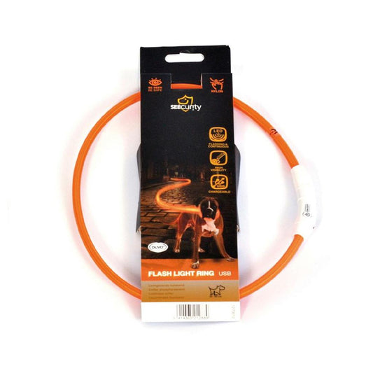 Duvo+ LED svetleća USB najlonska ogrlica narandžasta 65 cm