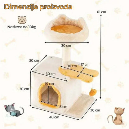 Maca Kutak grebalica za mačke sa kućicom i platformom