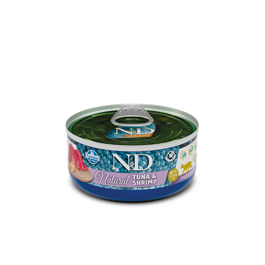 Konzerva N&D Natural za mačke sa tunjevinom i škampima 70g

