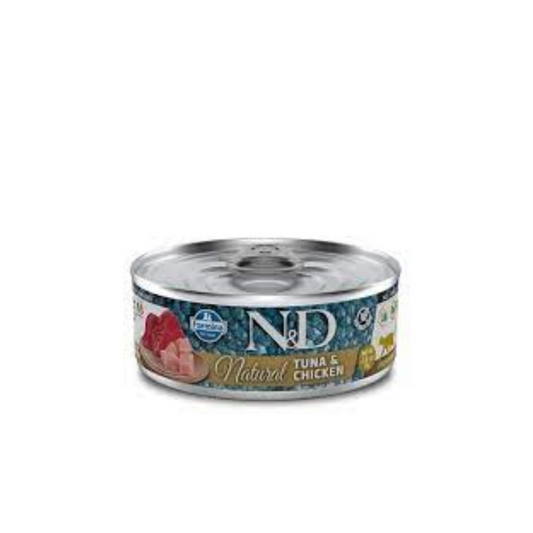 N&D konzerva Tuna & Chicken za mačke 70g – prirodna hrana bez žitarica

