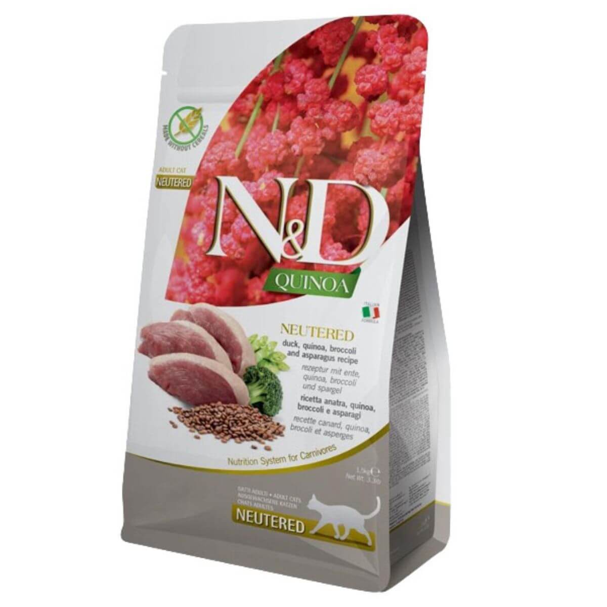 N&D Quinoa Neutered Pačetina hrana za sterilisane mačke – Farmina suva hrana sa kinoom, brokolijem i šparglom