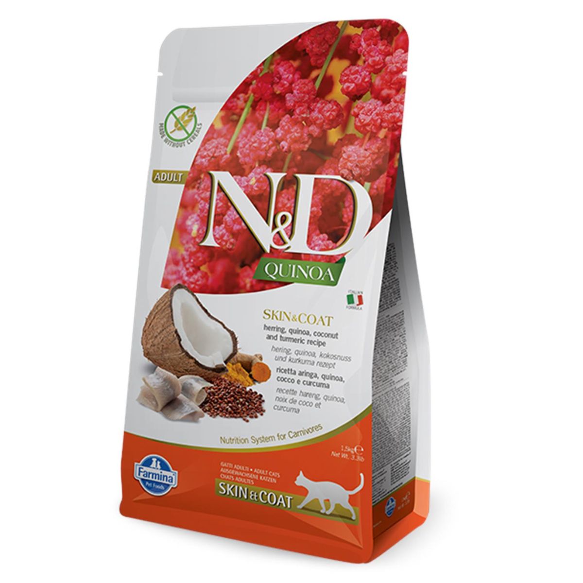 N&D Quinoa Skin & Coat Haringa i Kokos hrana za mačke – Farmina suva hrana za zdravu kožu i sjajnu dlaku