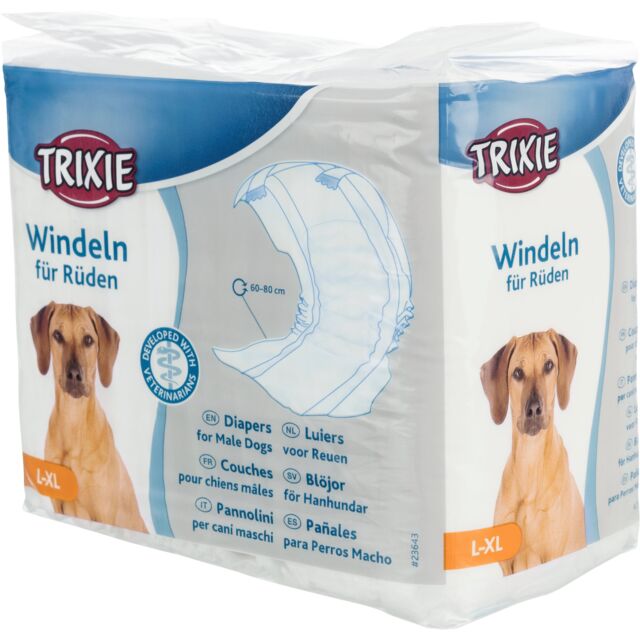 Pelene za mušku štenad L/XL 12 kom - Trixie, Struk 60 - 80 cm, Za velike rase - petcorner