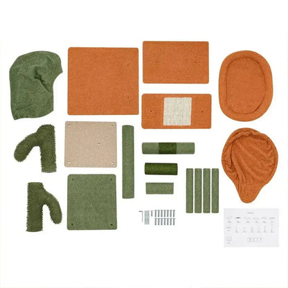 Penjalica i grebalica za mačke Kaktus – Timeless Tools delovi u zelenoj i narandžastoj boji.