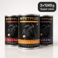 PetPlus Premium set 3 ukusa – piletina, jagnjetina, govedina 3x1240g