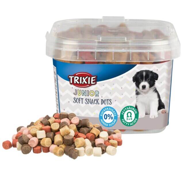 Trixie Junior Kuglice 140g – mekane poslastice sa piletinom, lososom i Omega 3 i 6 za štence

