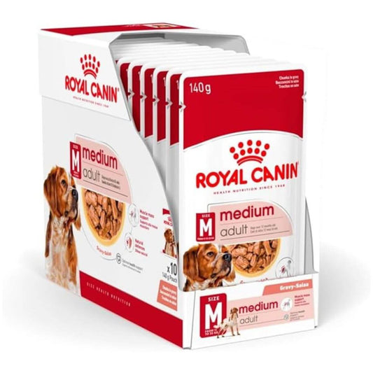 Royal Canin Medium Adult 10x140g vlažna hrana u prelivu – komadići mesa u sosu