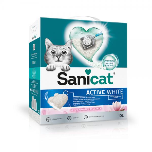 Sanicat Active White Lotus grudvajući posip za mačke 10L