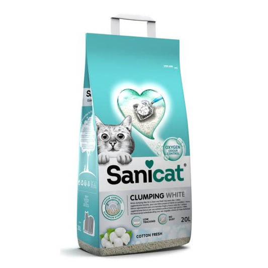 Sanicat White Cotton grudvajući posip za mačke 20L