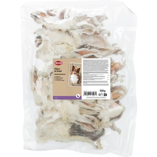 Trixie zečije uši sa krznom 500g – prirodna monoproteinska užina za pse

